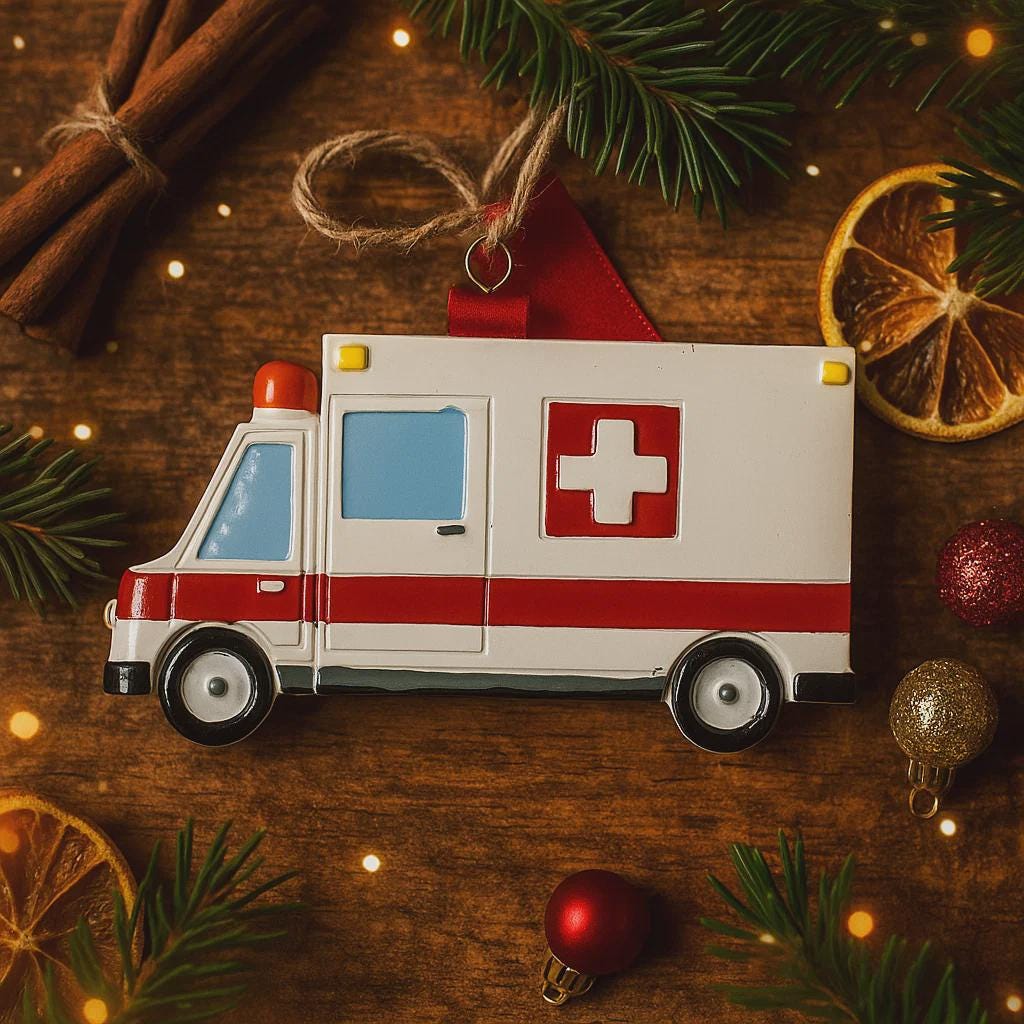 Personalized Ambulance Ornament | EMS Ornament with Name and Year | Paramedic Gift | Raised 3D Details