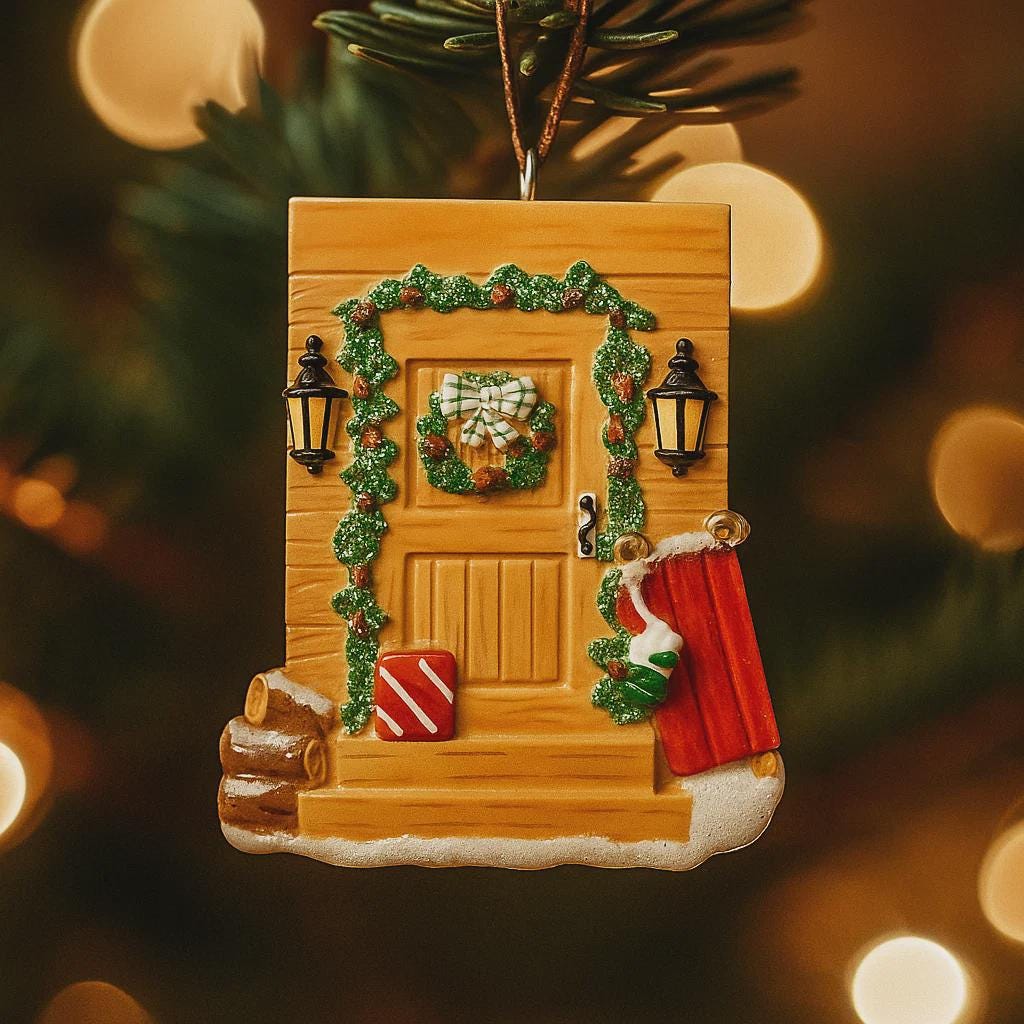 Personalized New Home Ornament | Rustic Front Door Keepsake Decor | Raised 3D Details