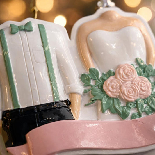 Personalized Wedding Couple Ornament | Engagement and Marriage Gift | 3D Raised Front