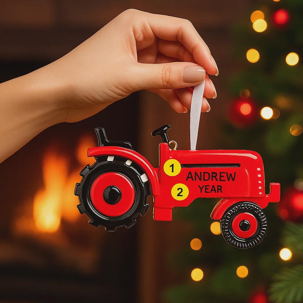 Red Tractor Personalized Ornament | Farmer Raised 3D Christmas Ornament