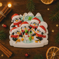 Load image into Gallery viewer, Personalized Penguin Family of 5 Ornament | Ice Fishing Winter Scene
