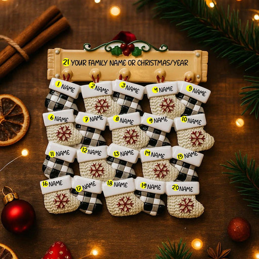 Personalized Family of 15 to 20 Christmas Stockings Ornament | Custom Keepsake