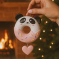 Load image into Gallery viewer, Personalized panda donut Christmas ornament with custom name and year, cute animal holiday tree decoration

