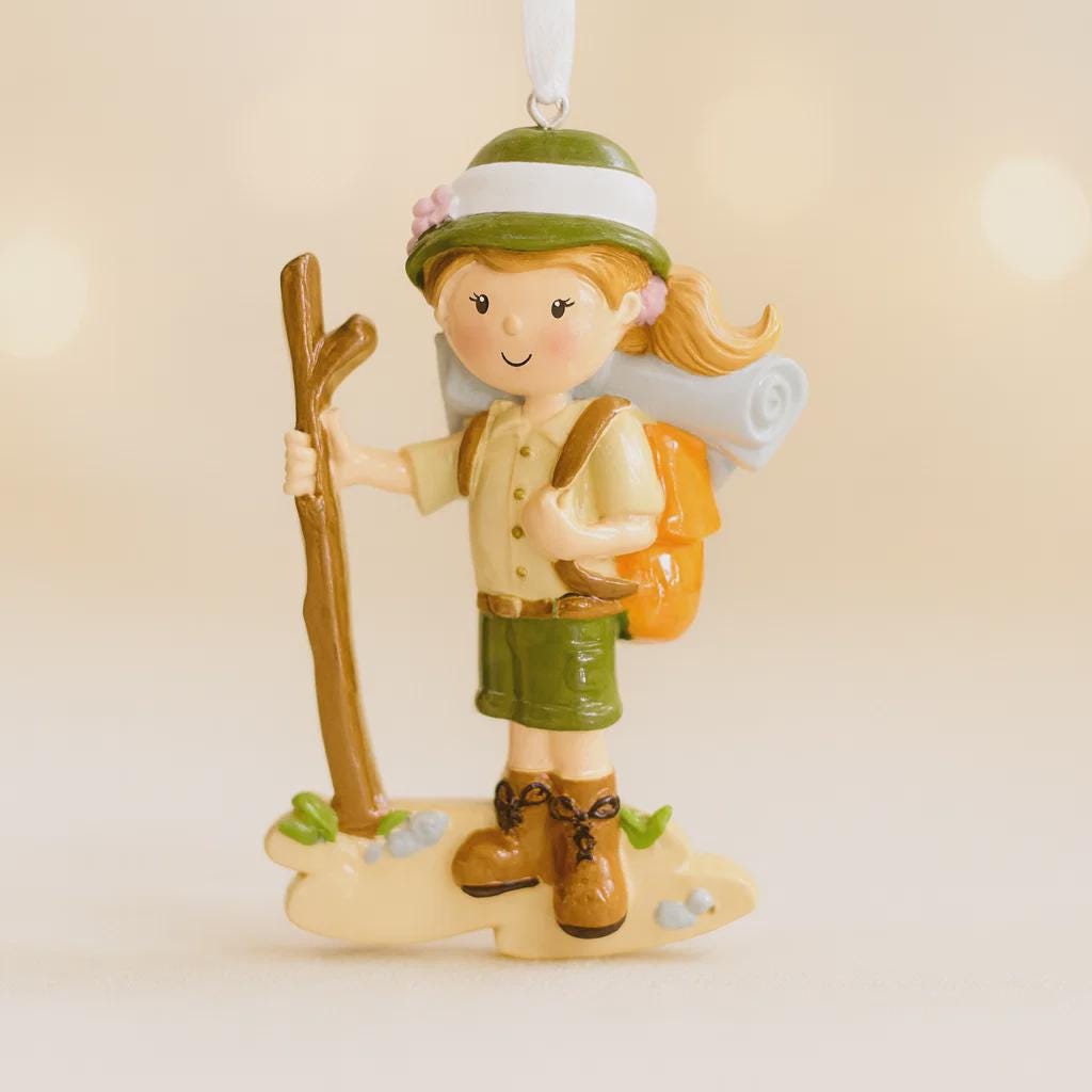 Personalized Girl Scout Ornament | Custom Hiking Scout Christmas Decor | Outdoor Camper Holiday Keepsake