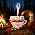 Load image into Gallery viewer, Decorative ornament with marshmallows and a cup against a camping background
