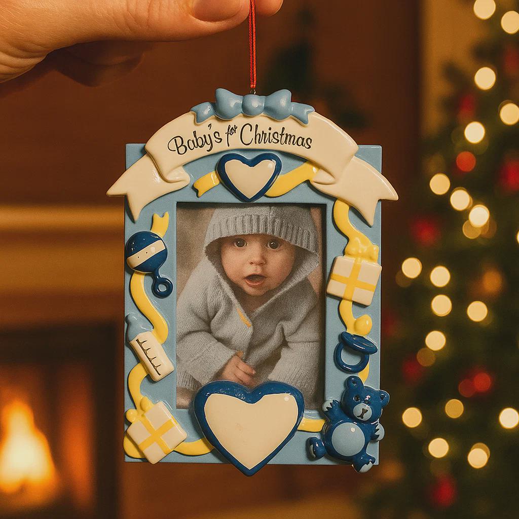 Personalized Baby's First Christmas Photo Frame Ornament