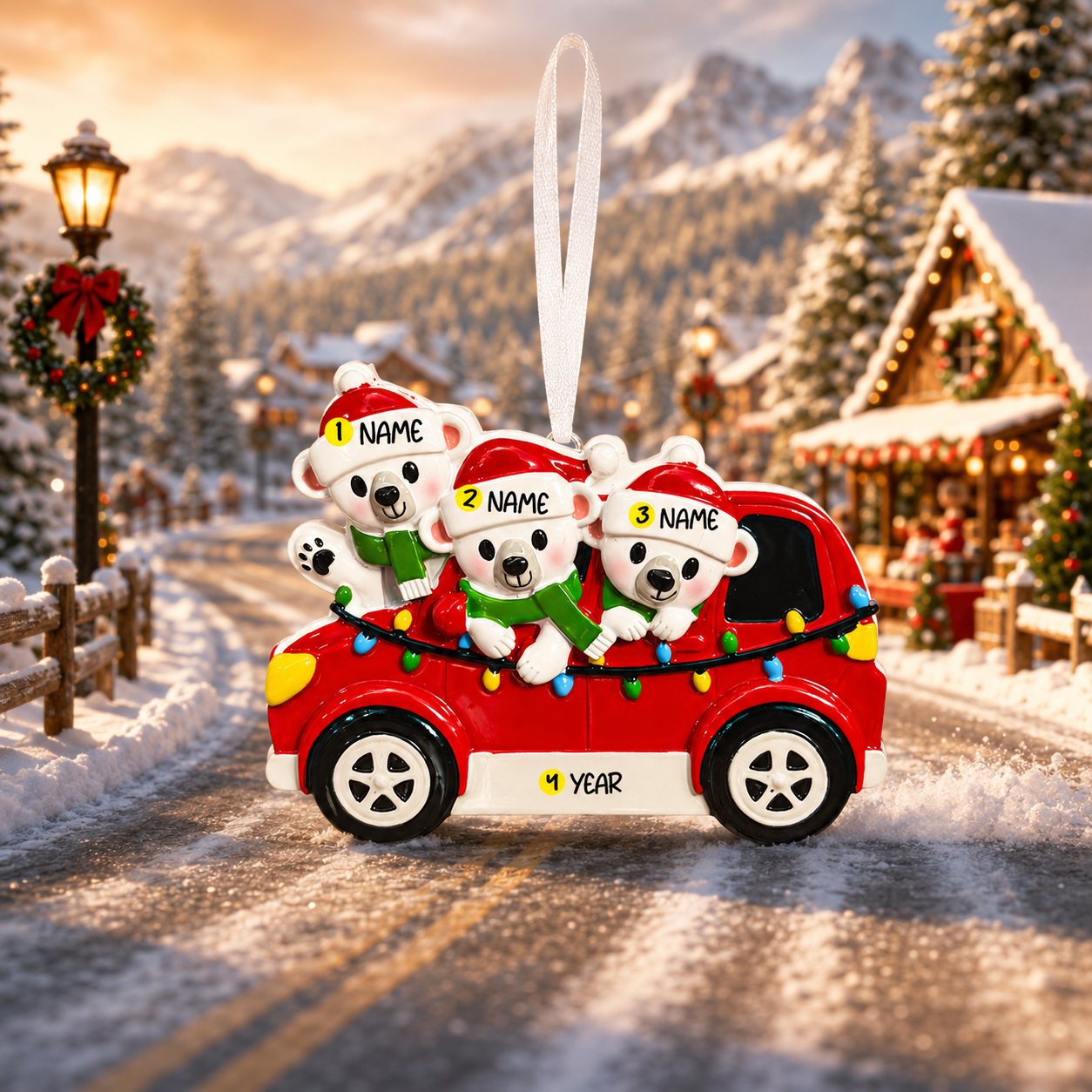 Personalized 3 Family Ornament Polar Bear| Personalized Christmas Keepsake