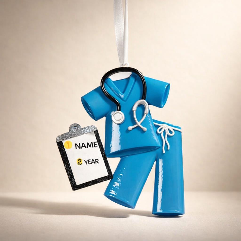 Personalized Nurse Ornament | Healthcare Worker Gift | RN Scrubs Decor | Raised 3D Details