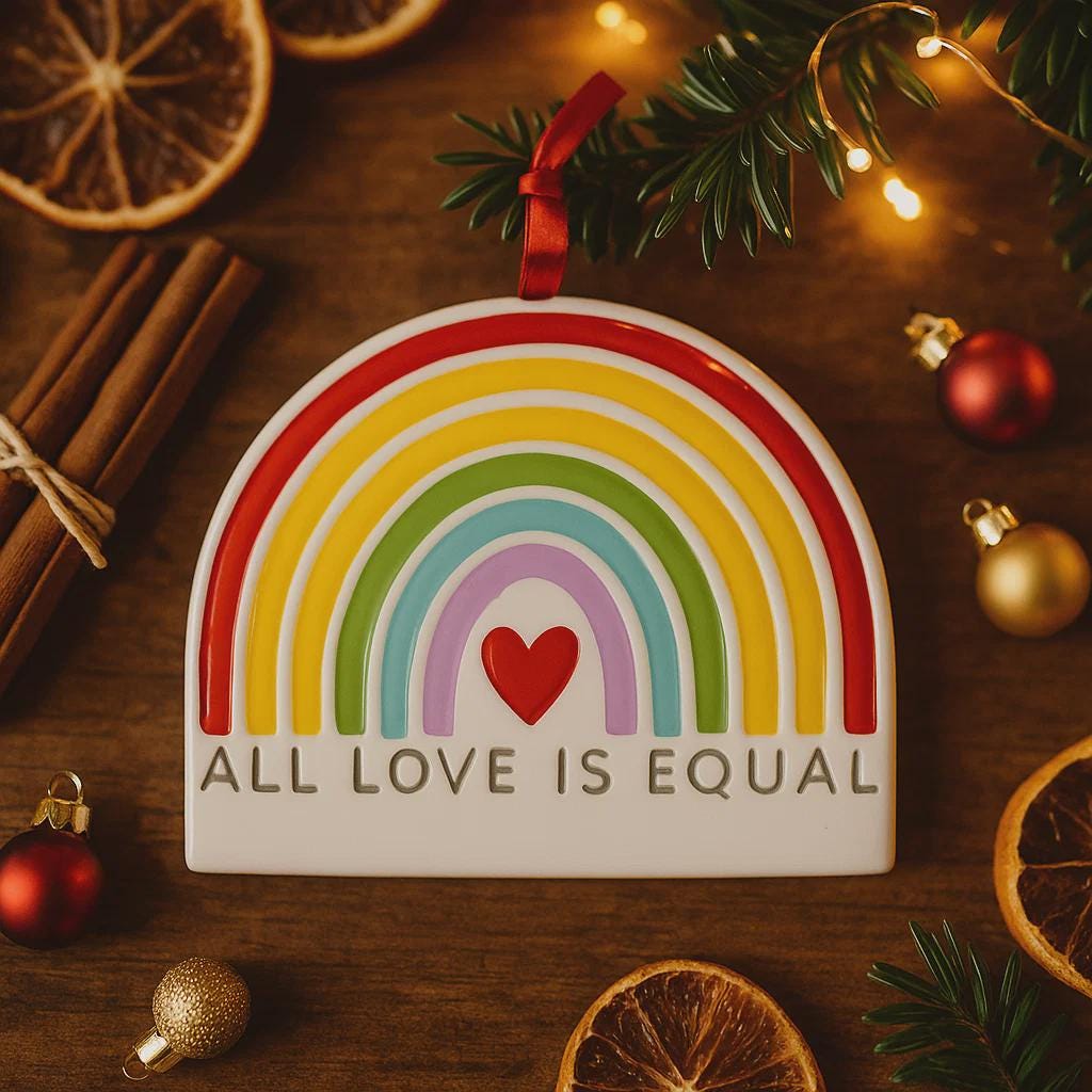 Personalized Rainbow Pride Ornament | Custom Name & Year | All Love Is Equal