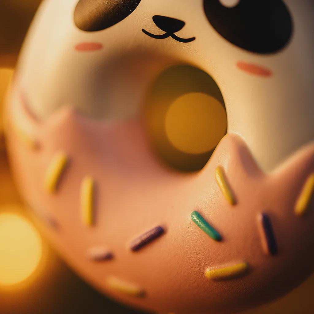 Personalized panda donut Christmas ornament with custom name and year, cute animal holiday tree decoration
