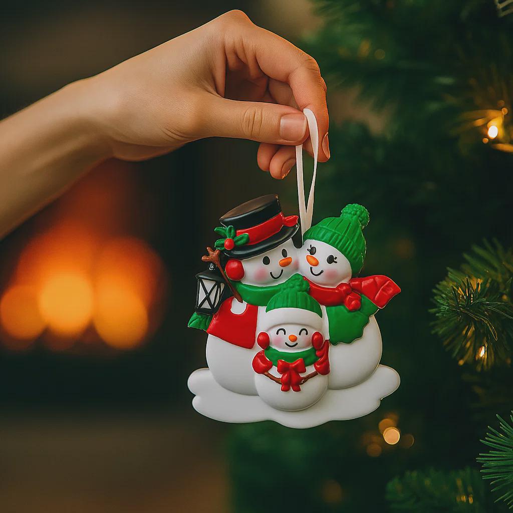 Personalized Snowman Family Ornament | Family of 3 Christmas Decor