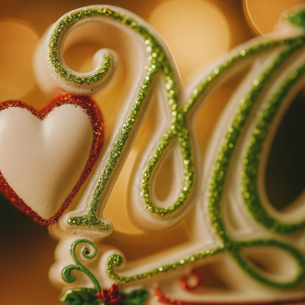 Decorative number '20' with a heart and green swirls on a blurred background