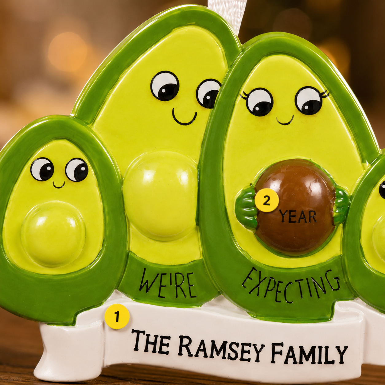 Personalized Avocado Family Christmas Ornament | Pregnancy Announcement Keepsake