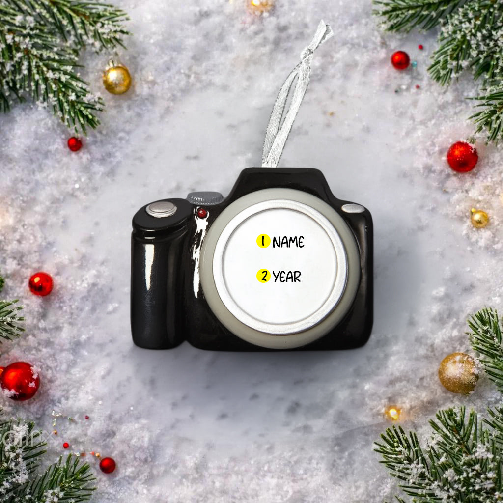 Personalized Camera Ornament | Custom Photographer Gift | Raised 3D Ornament