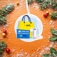 Load image into Gallery viewer, A modern money themed ornament featuring a shopping bag, a credit card detail, and a receipt element, designed to represent budgeting, spending habits, and financial milestones in a fun and playful way. The ornament showcases a raised 3D front with clean sculpted details and a glossy finish, combined with a flat 2D back for smooth and balanced hanging. Made from durable resin and presented as a clean cutout style visual, this ornament is a perfect gift choice for finance lovers, shoppers, accountants, entre
